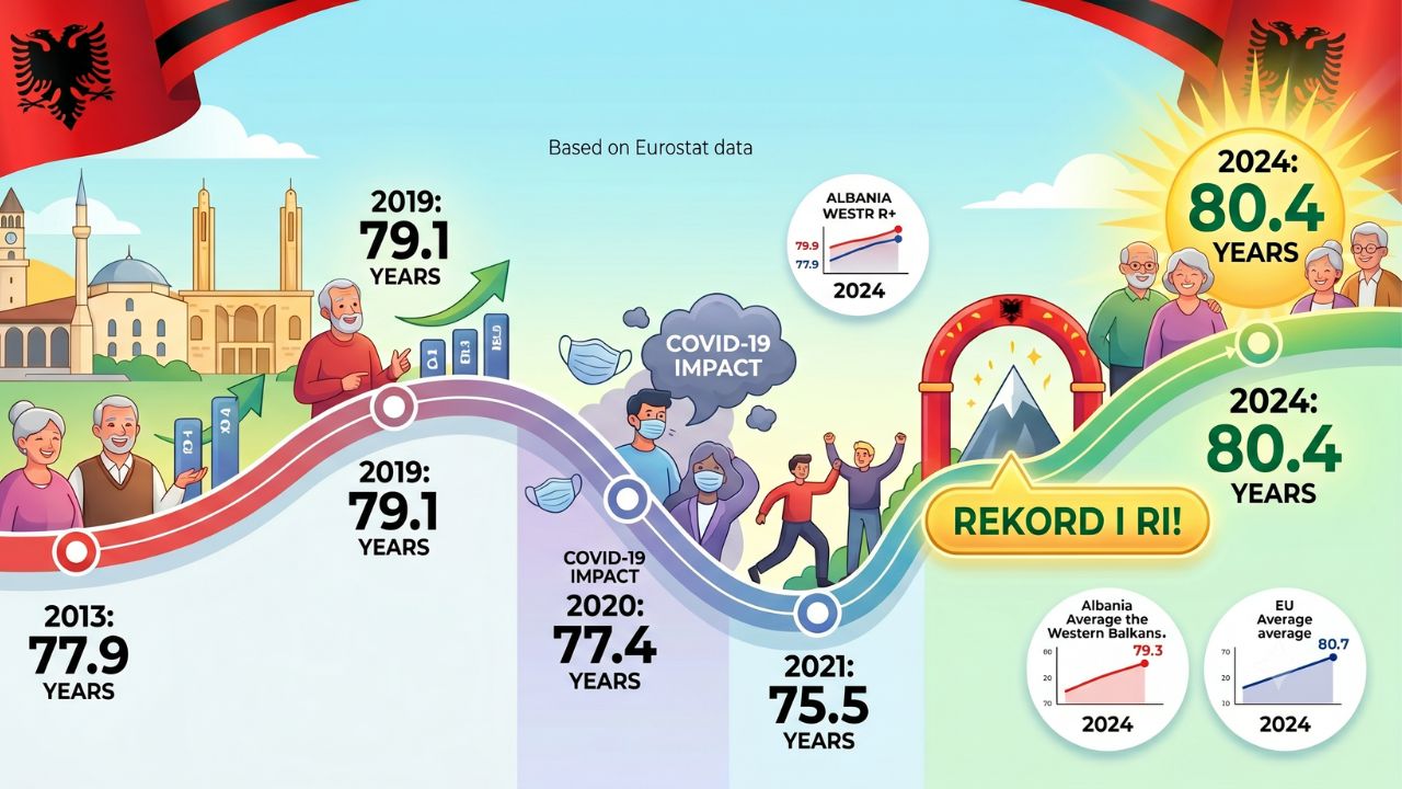 Jetojmë më gjatë: Shqipëria shënon 80.4 vjet jetëgjatësi në statistikat e reja të Eurostat